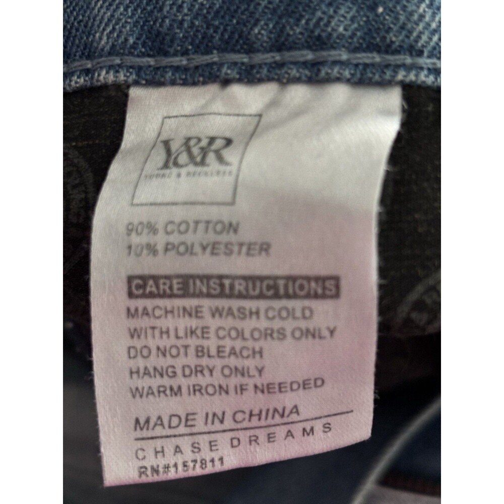 Young &‎ Reckless 33 Distressed Patch Jeans LA Streetwear Ankle Zip Y2K - Picture 9 of 9